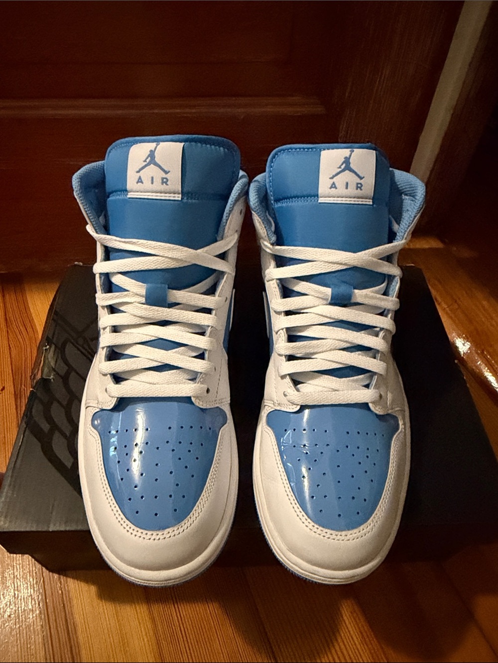 Nike Air Jordan 1 MID 12 Men’s High-Top Sneakers in White and Blue